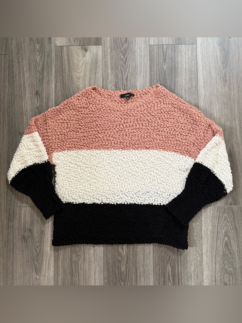 Lulus Block Stripe Colorblock Popcorn Knit Sweater Size Medium